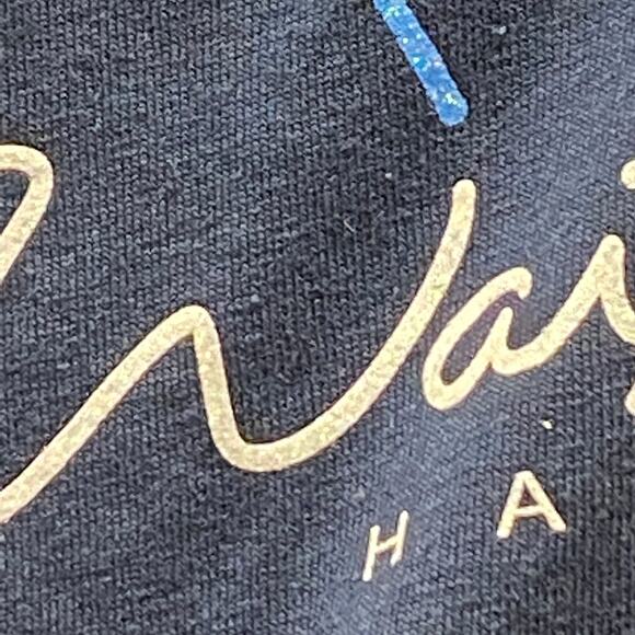 Waikiki Hawaii Souvenir Palm Tree Glitter Graphic TShirt  Dark Navy Blue 2XL NWT - Picture 4 of 9